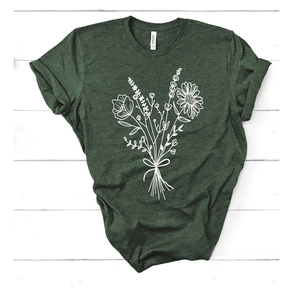 Flower Bouquet Shirt Floral Shirt Botanical Shirt Minimalist Flowers Floral Print Gardening Shirt Plant Lover Shirt Unisex Tee - 6.jpg