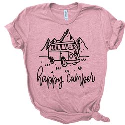 happy camper camping hiking travel shirt, camp