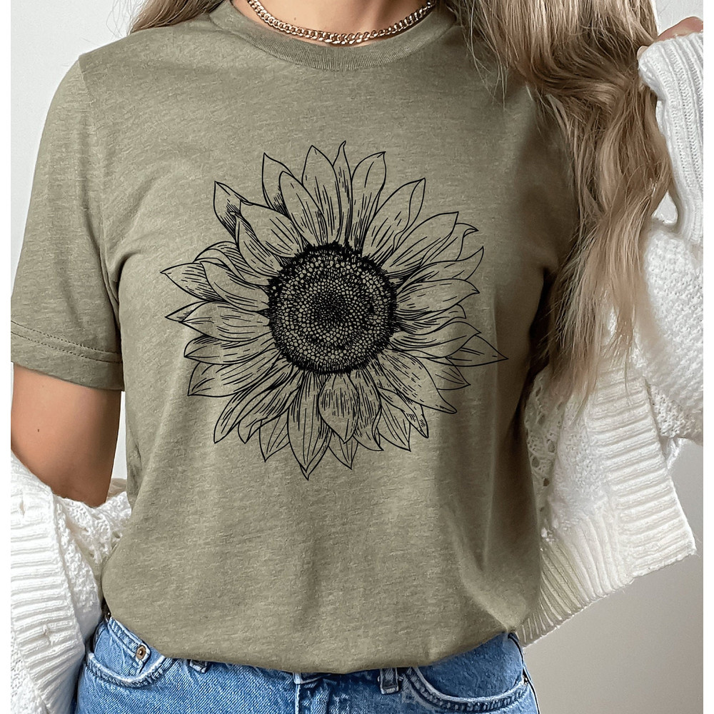 Sunflower Floral Tee Shirt, Flower Garden Shirt, Womens Fall Spring Summer Sunshine TeeT Shirt, Gardener Gifts - 5.jpg