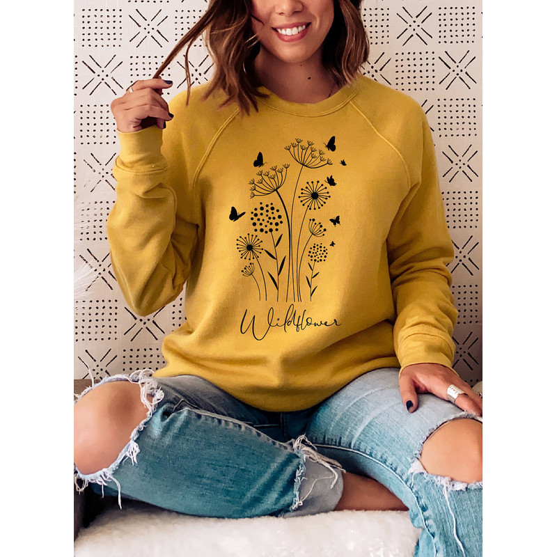 Wild Flowers SweatShirt, Wildflower Sweatshirt, Gardener Floral Botanical SweatShirts , Ladies sweatshirts, trendy Sweatshirt for Women - 1.jpg