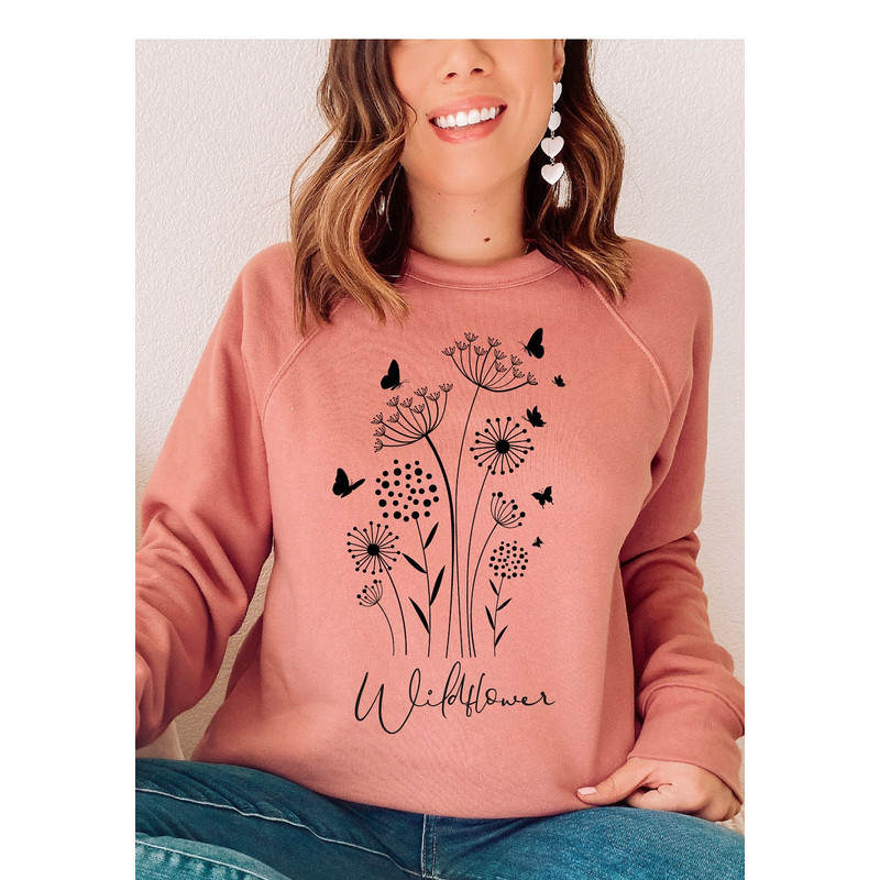 Wild Flowers SweatShirt, Wildflower Sweatshirt, Gardener Floral Botanical SweatShirts , Ladies sweatshirts, trendy Sweatshirt for Women - 3.jpg