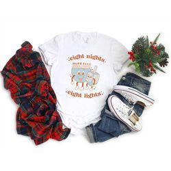 eight nights eight lights shirt hanukkah shirt chanukah sweater jewish sweatshirt challah days jewish sweater hanukkah c