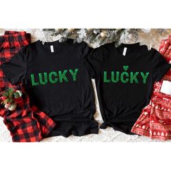 glitter shamrock tshirt, st patrick's day couple shirt, irish couple t-shirt, saint patrick gift, funny st patricks shir