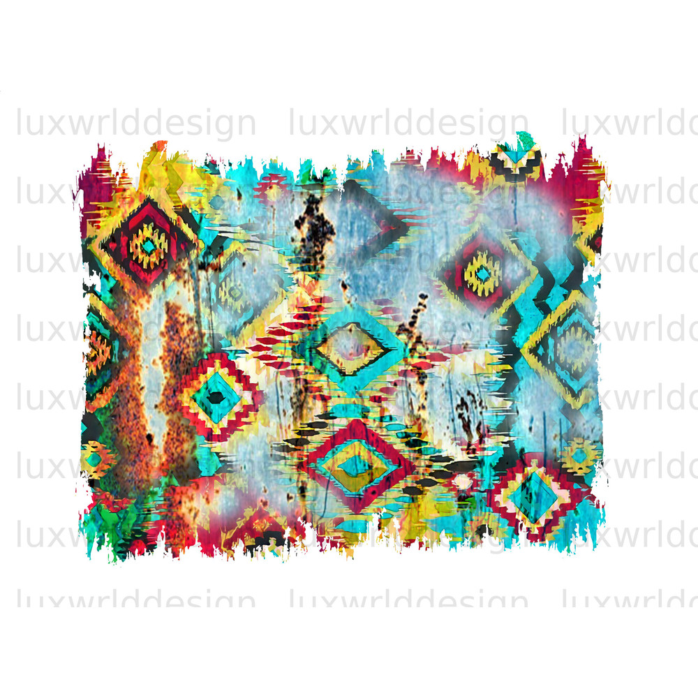 Aztec Turquoise Glitter Background PNG Western Background png Sublimation Design Digital Design Download Western png - 1.jpg