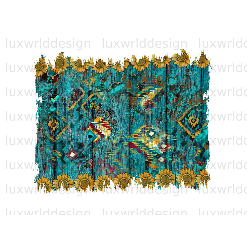 Aztec Turquoise Sunflower Background PNG  Western Background png  Sublimation Design  Digital Design Download  Western png - 1.jpg