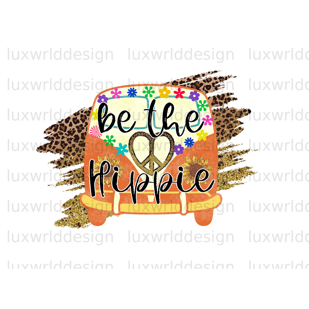 Be The Hippie Leopard PNG Hippie png Hippie Soul png Sublimation Design Digital Design Download Peace Sign png Little Hippie - 1.jpg