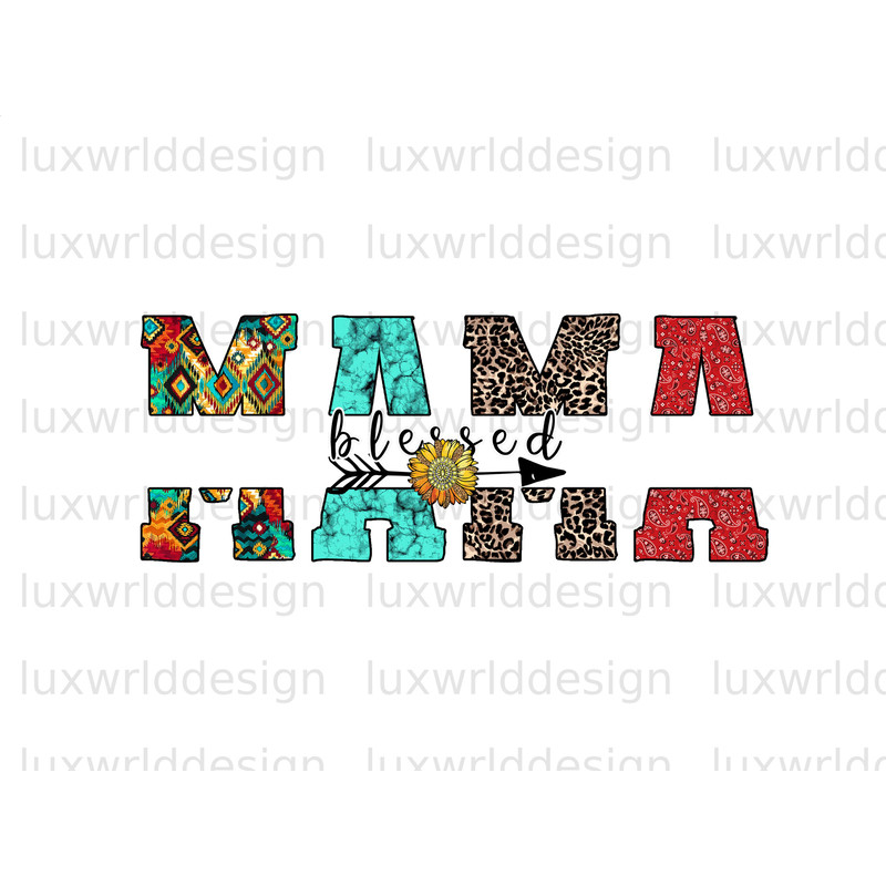 Blessed Mama Western PNG Mama png Mother's Day png Sublimation Design Digital Design Download Mom png Western png Leopard png - 1.jpg