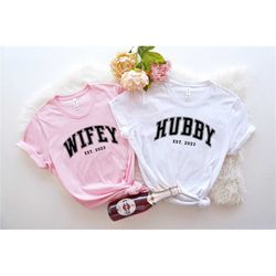 wifey and hubby shirt, honeymoon shirt,wedding shirt, wedding party shirt, wife and hubs shirts, just married shirts, ma