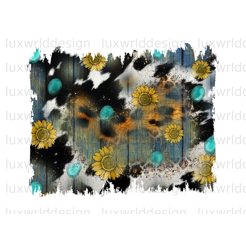 Cowhide Leopard Sunflower Gemstone Background PNG Western Background png Sublimation Design Digital Design Download Western png - 1.jpg