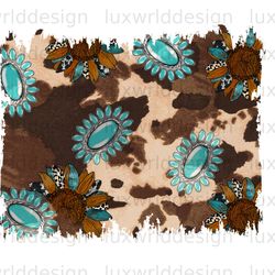 cowhide turquoise gemstone sunflower background pn