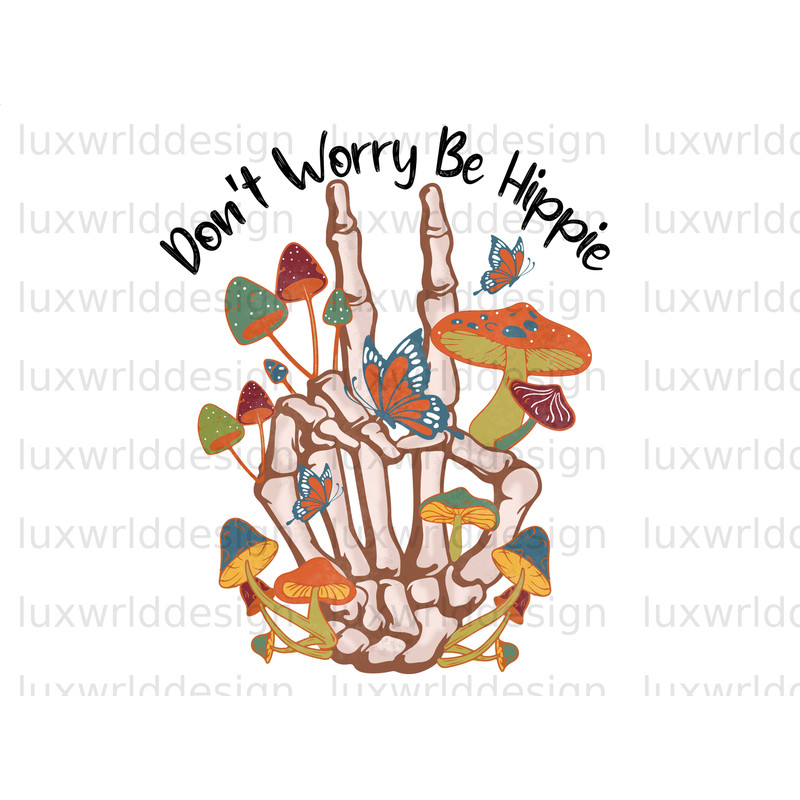 Don't Worry Be Hippie PNG Hippie png Hippie Soul png Sublimation Design Digital Design Download Peace Sign png Little Hippie - 1.jpg