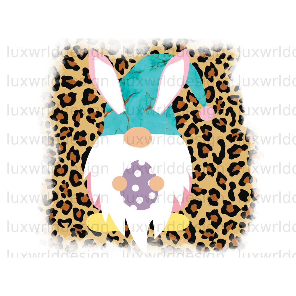 Easter Gnome Leopard PNG Easter png Happy Easter Day png Sublimation Design Digital Design Download Western Easter png - 1.jpg