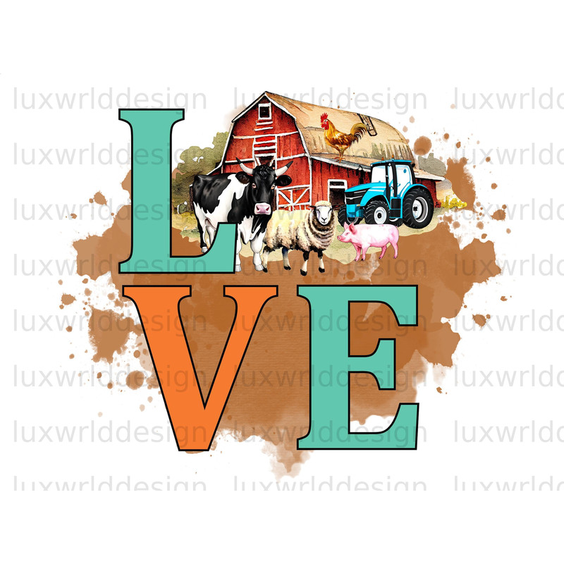 Farm Love PNG Farm png Farmer png Farmer Design Farm Animals png Farm Clipart Sublimation Design Digital Design - 1.jpg