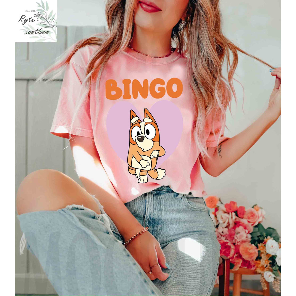 Bingo Dance Heart Comfort Colors® Shirt, Bingo Heeler Premium Shirt, Bluey Cartoon Shirt, Bingo Heeler clothes - 2.jpg