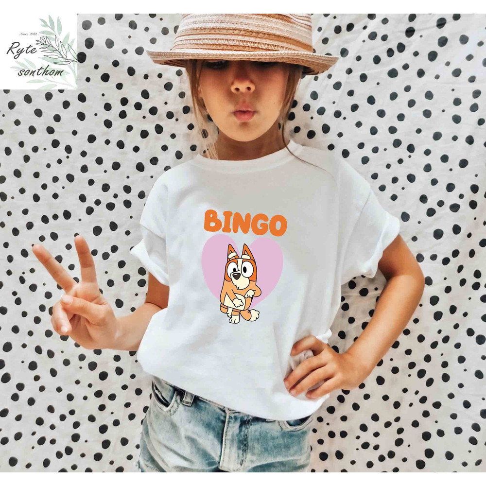 Bingo Dance Heart Comfort Colors® Shirt, Bingo Heeler Premium Shirt, Bluey Cartoon Shirt, Bingo Heeler clothes - 4.jpg