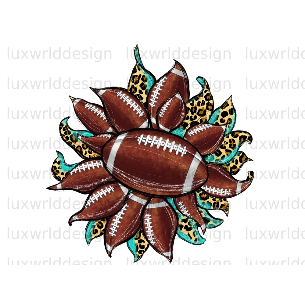 Football Sunflower PNG Football Png Football Game Football Sublimation Design Football png for Shirts Digital Download Leopard - 1.jpg