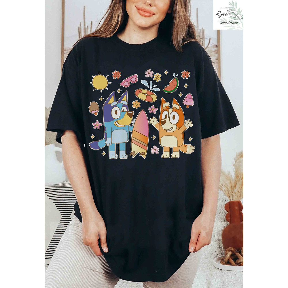 Bluey and Bingo Summer Doodle Retro Comfort Colors® Shirt, Bluey and Bingo Doodle Vintage Shirt, Bluey and Bingo Vintage Tee - 3.jpg