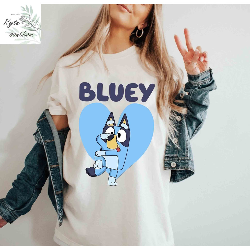 Bluey Dancing and Heart Comfort Colors® Shirt, Bluey Dancing Premium Shirt, Bluey Cartoon Shirt, Bluey Dancing clothes - 1.jpg