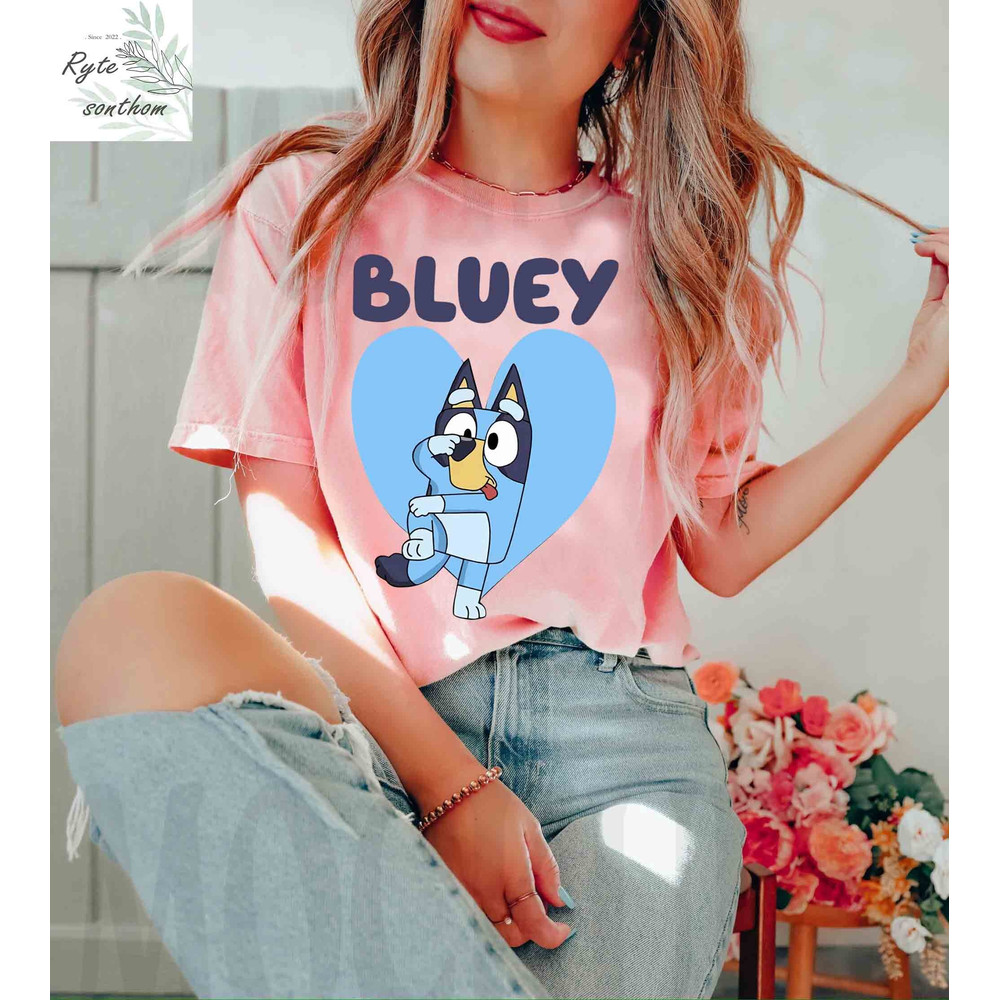 Bluey Dancing and Heart Comfort Colors® Shirt, Bluey Dancing Premium Shirt, Bluey Cartoon Shirt, Bluey Dancing clothes - 2.jpg
