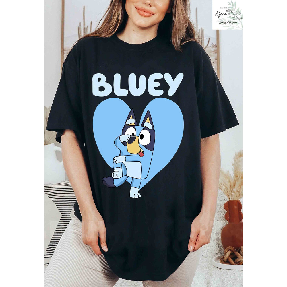 Bluey Dancing and Heart Comfort Colors® Shirt, Bluey Dancing Premium Shirt, Bluey Cartoon Shirt, Bluey Dancing clothes - 3.jpg