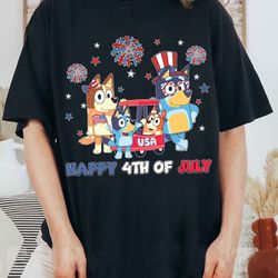 bluey family 4th of july comfort colors shirt, heeler family