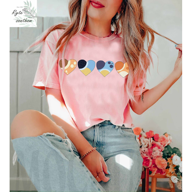 Bluey Family Hearts Comfort Colors® Shirt, Heeler Family Hearts Shirt, Bluey Family Hearts Shirt, Bluey Heart Clothes - 4.jpg