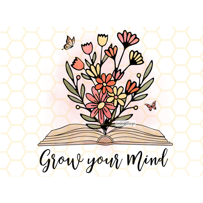 Grow Your Mind PNG Book Lover png Reading png Book Sublimation Sublimation Design Digital Design Download Retro png - 1.jpg
