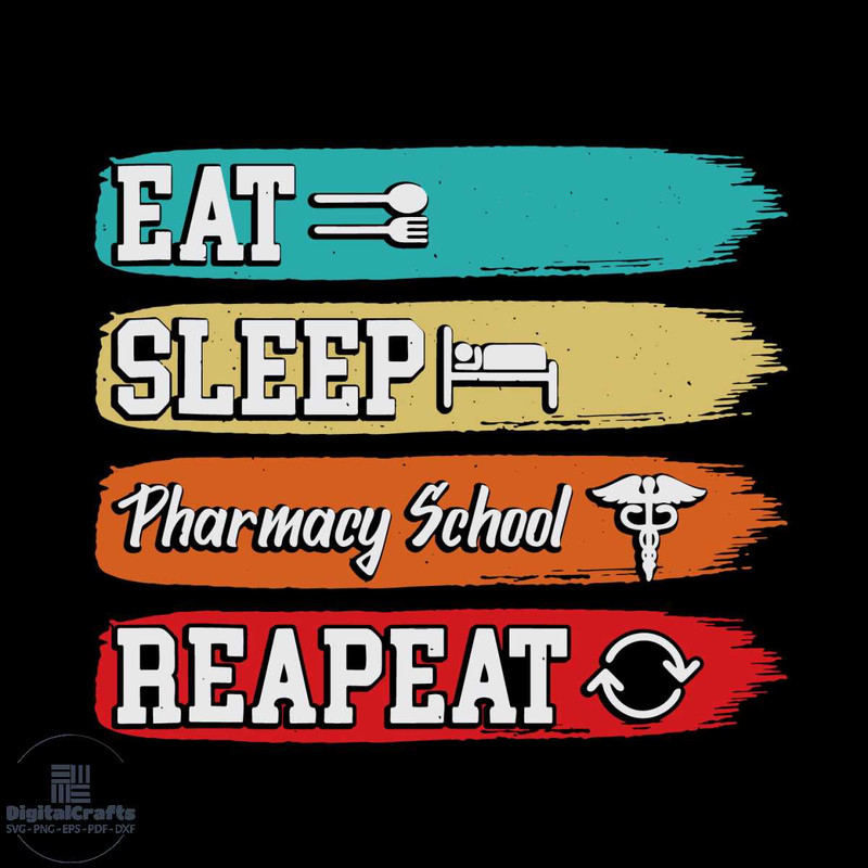 Pharmacy School Eat Sleep Repeat Svg Job Svg Future Pharmacist Svg Pharmacy Svg