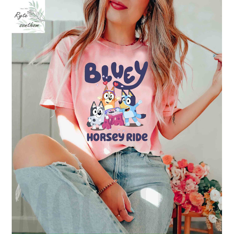 Bluey, Bingo and Muffin - Horsey Ride Comfort Colors® Shirt , Bluey and Bingo, Muffin Tee, The Heeler Brother Shirt - 2.jpg