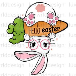 Hello Easter Cute Bunny PNG  Easter png  Happy Eas