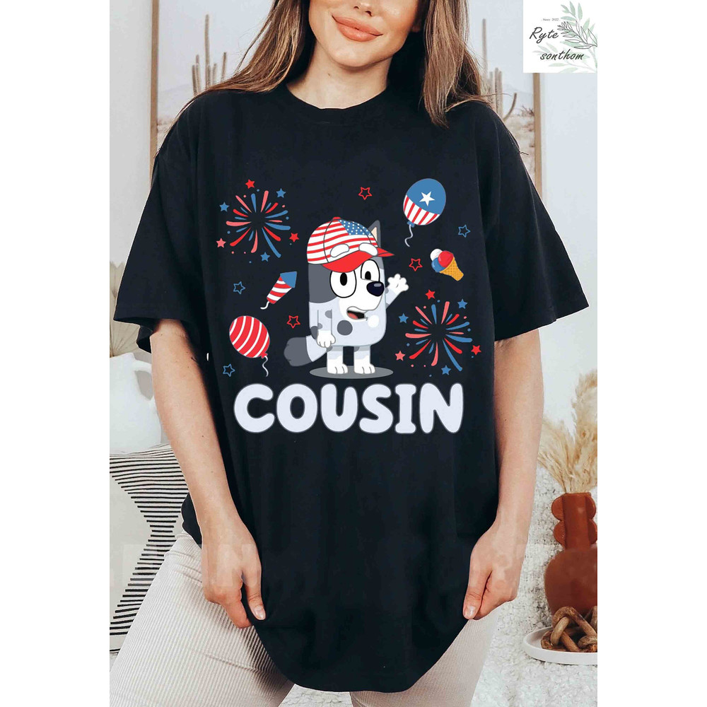 Muffin Cousin 4th of July Comfort Colors® Shirt, Muffin 4th of July America Flag Shirt, Muffin Heeler Clothes - 1.jpg