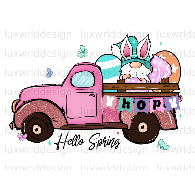 Hello Spring Truck PNG Easter png Happy Easter Day png Easter Sublimation Design Easter Bunny Easter Day png Digital Download - 1.jpg