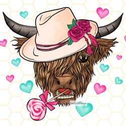 highland cow png  valentines png  sublimation desi