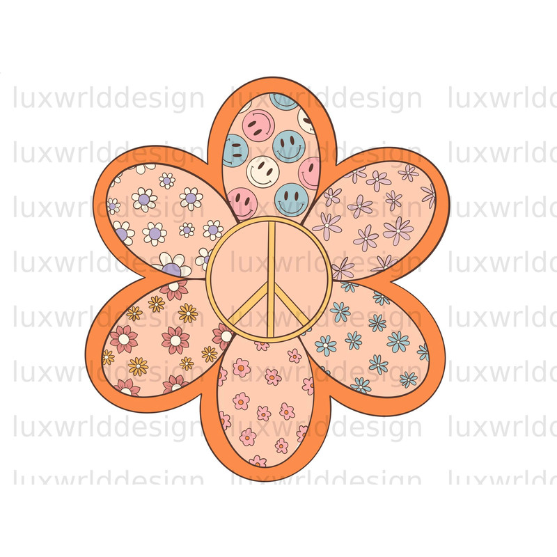 Hippie Flower Peace Sign PNG Hippie png Hippie Soul png Hippie Sublimation Design Digital Download Peace Sign png Little Hippie - 1.jpg
