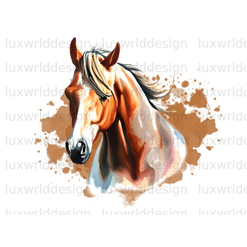 Horse Watercolor PNG Horse png Farm png Horse Design Farm Animals png Farm Clipart Sublimation Design Digital Design - 1.jpg