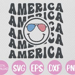 america smiley retro graphic svg, fourth of july flag svg, eps, png, dxf, digital download