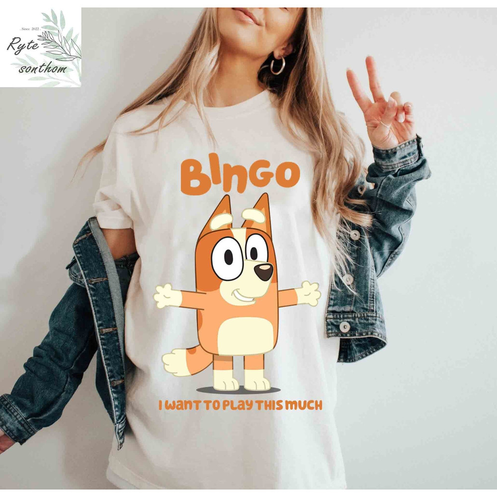 Bingo - I Want to Play This Much Comfort Colors® Shirt, Bingo Premium Shirt, Bluey Cartoon Shirt, Bingo Heeler clothes - 1.jpg