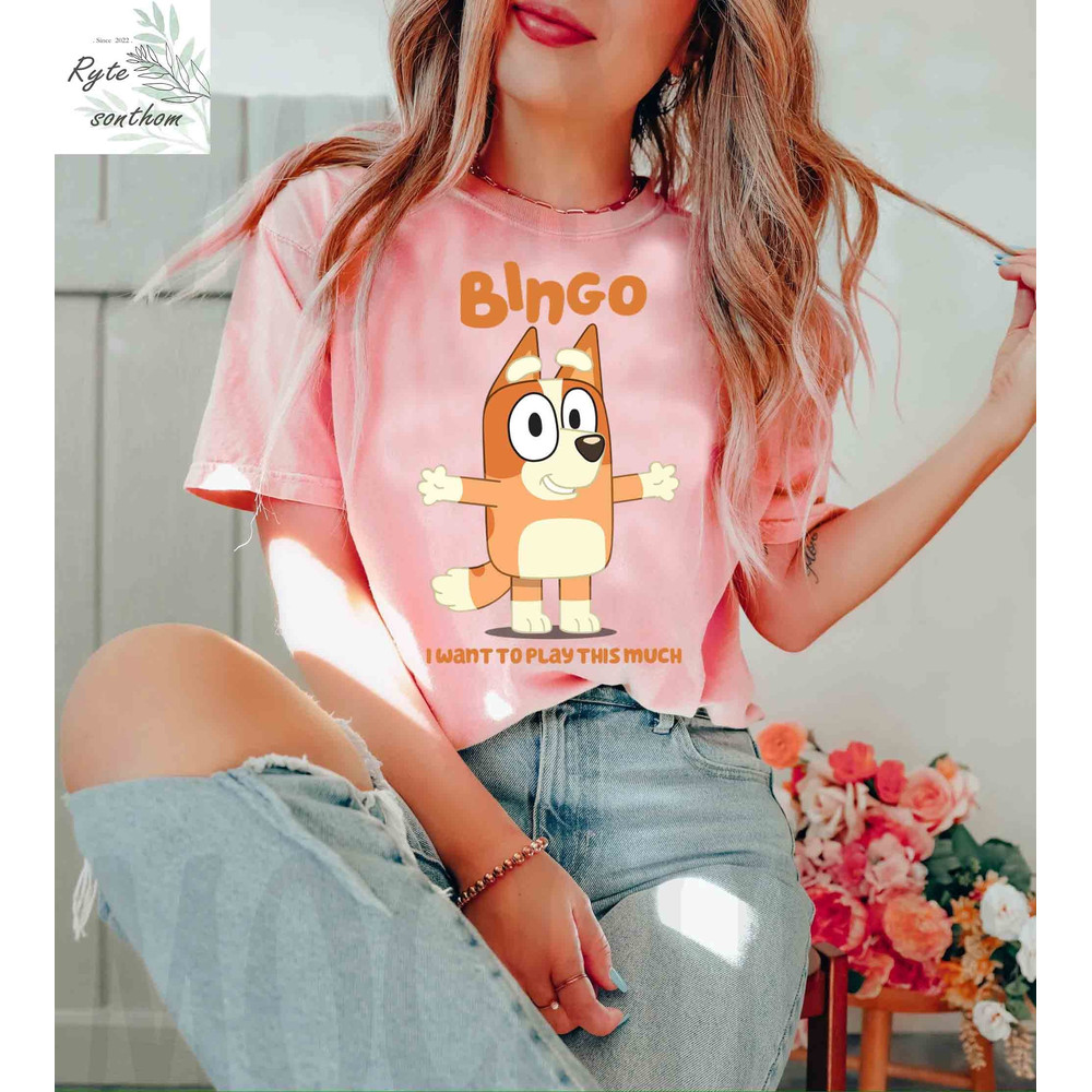 Bingo - I Want to Play This Much Comfort Colors® Shirt, Bingo Premium Shirt, Bluey Cartoon Shirt, Bingo Heeler clothes - 3.jpg