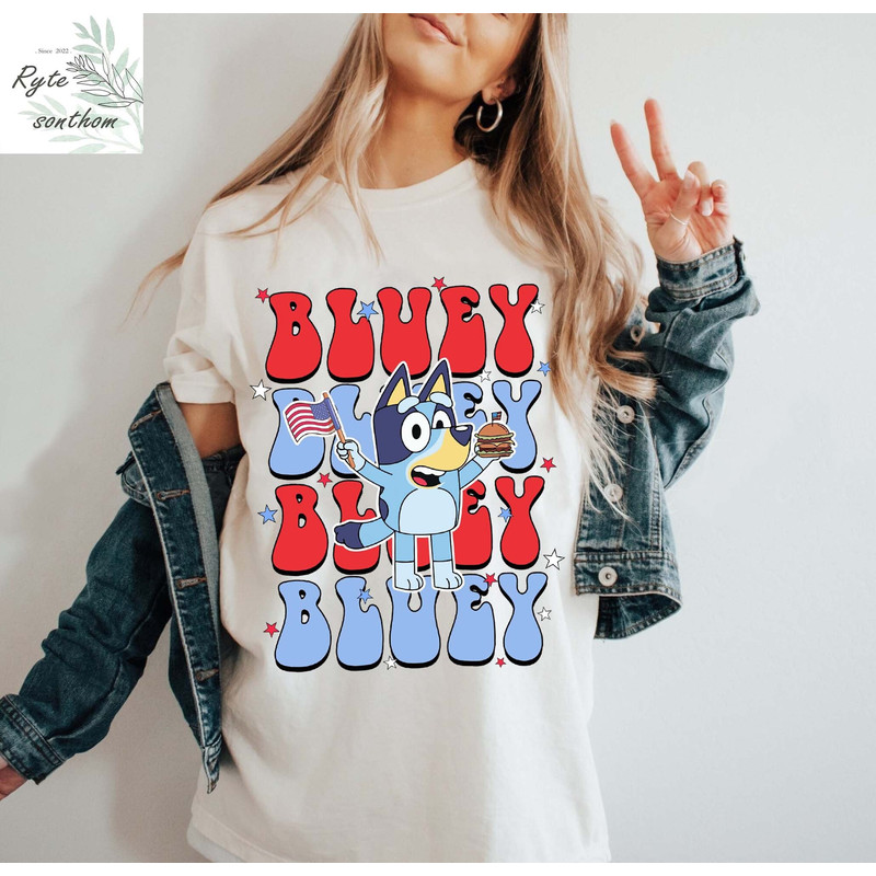 Bluey 4th of July America Flag Comfort Colors® Shirt, Bluey 4th of July Shirt, Bluey 4th of July America Flag 2023 Shirt - 1.jpg