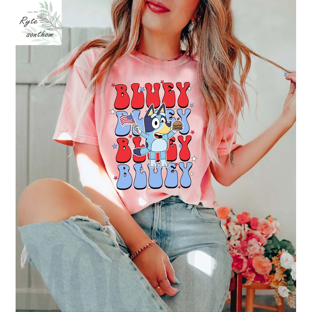Bluey 4th of July America Flag Comfort Colors® Shirt, Bluey 4th of July Shirt, Bluey 4th of July America Flag 2023 Shirt - 2.jpg