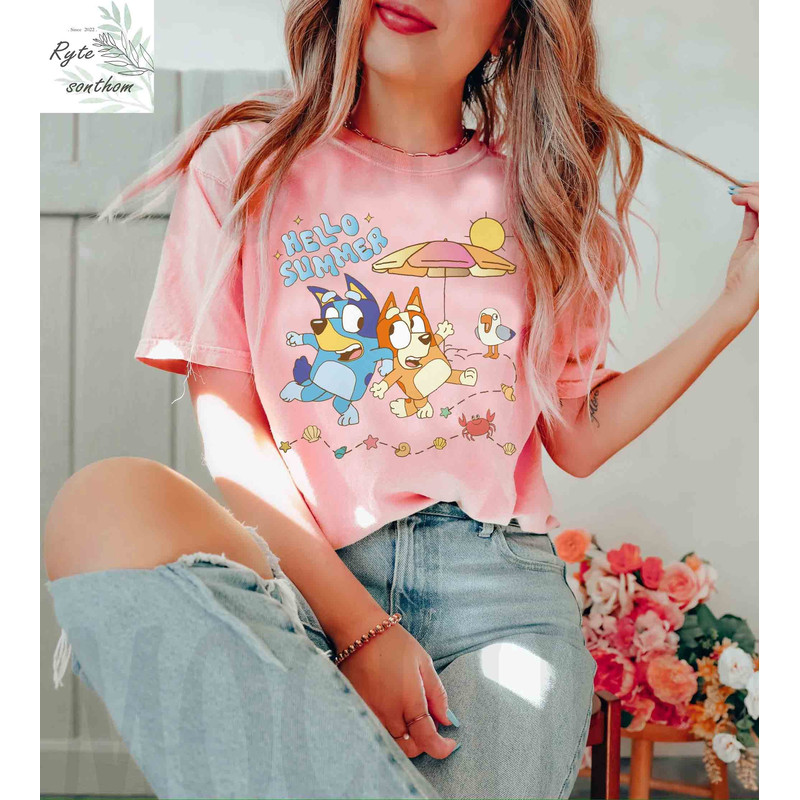 Bluey and Bingo - Hello Summer Retro Comfort Colors® Shirt, Bluey and Bingo Retro Trip Shirt, Bluey and Bingo Vintage Shirt - 3.jpg