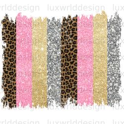 leopard pink gold silver glitter background png  w