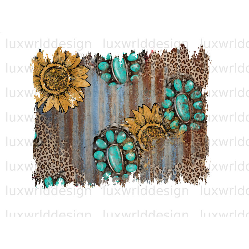 Leopard Sunflower Gemstone Background PNG Western Background png Sublimation Design Digital Design Download Western png - 1.jpg