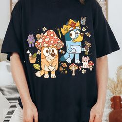 bluey and bingo mushroom retro comfort colors digital, bluey a