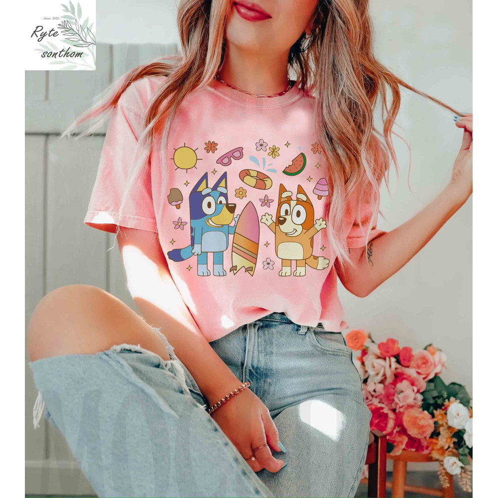 Bluey and Bingo Summer Doodle Retro Comfort Colors® Shirt, Bluey and Bingo Doodle Vintage Shirt, Bluey and Bingo Vintage Tee - 2.jpg