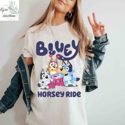 bluey, bingo and muffin - horsey ride comfort colors digital ,