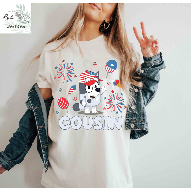 Muffin Cousin 4th of July Comfort Colors® Shirt, Muffin 4th of July America Flag Shirt, Muffin Heeler Clothes - 2.jpg