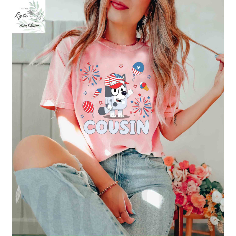 Muffin Cousin 4th of July Comfort Colors® Shirt, Muffin 4th of July America Flag Shirt, Muffin Heeler Clothes - 3.jpg