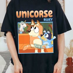 unicorse bluey comfort colors digital, chilli, bluey and unico