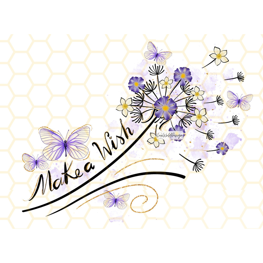 Make A Wish PNG Dandelion png Dandelion Blowing png Butterflies png Butterfly png Sublimation Design Digital Design Download - 1.jpg